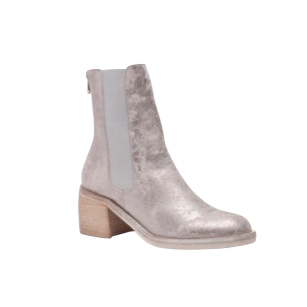 New Free People Women’s Essential Distressed Metallic Chelsea Block Heeled Boots